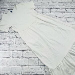 Old Navy Maxi Dress Womans Size Small White Short Sleeve Tiered BOHO Summer